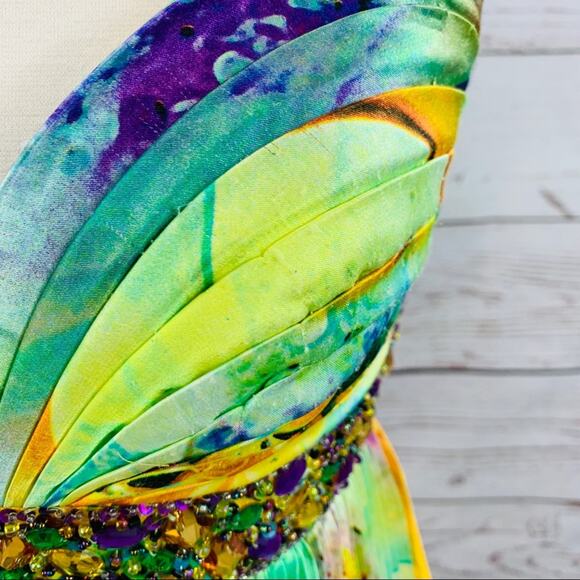 Night Moves multicolored beaded strapless pleated - Picture 3 of 10